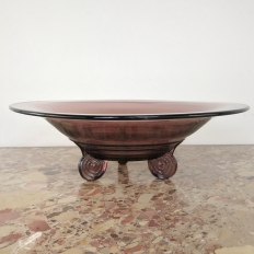 Lavender Art Deco Glass Footed Centerpiece Bowl
