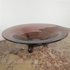 Mid-Century Hand-Blown Glass Footed Bowl