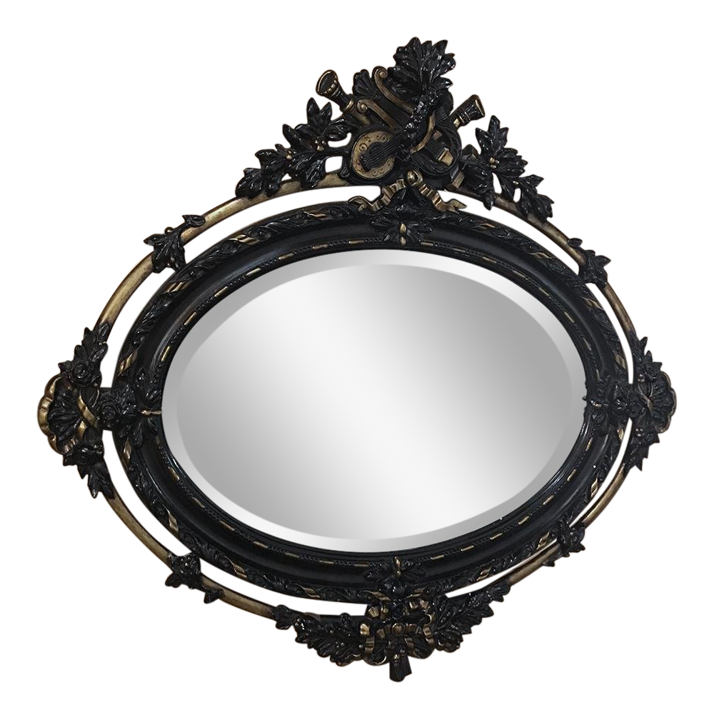 Antique French 19th Century Louis Xvi, French Oval Mirror Antique Silver