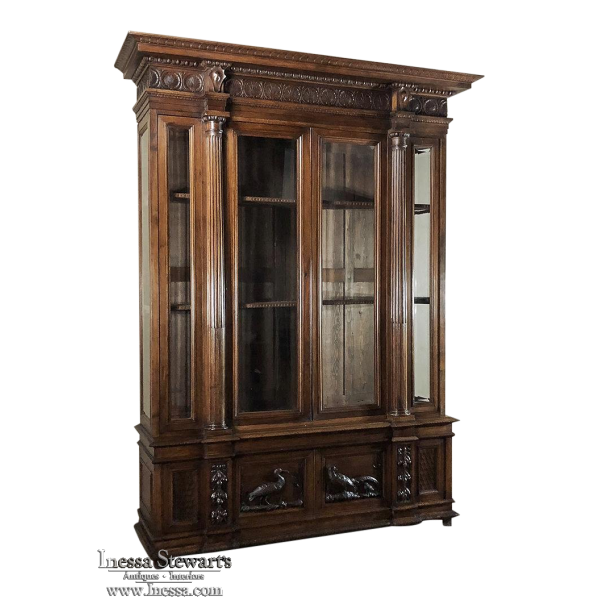 Grand 19th Century Italian Walnut Neoclassical Bookcase