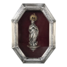 19th Century French Silverplated Madonna in Octagonal Frame