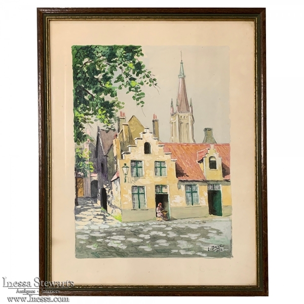 Framed Mid-Century Water Color by L.Dard ~ 1952