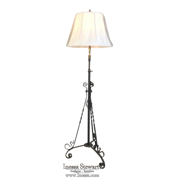Art Nouveau Period Wrought Iron Floor Lamp