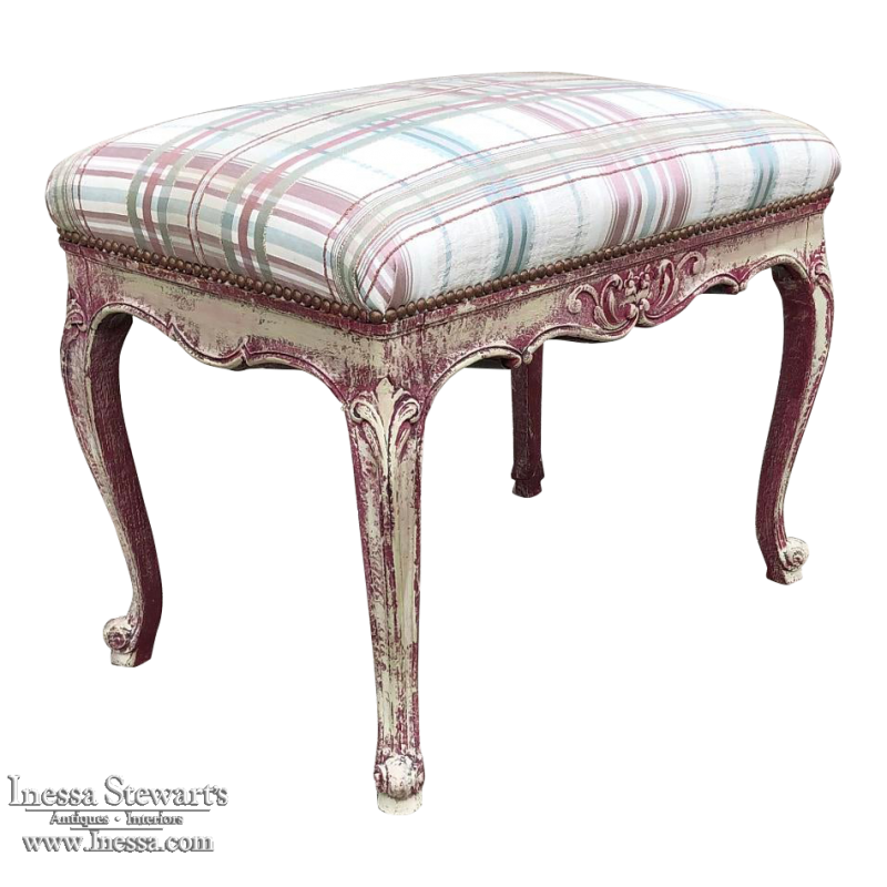 Antique French Louis XV Painted Stool