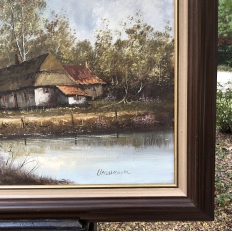 Mid-Century Framed Oil Painting on Canvas signed A. Zettermen