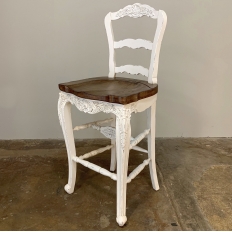Country French Solid Oak Bar Stool in White
