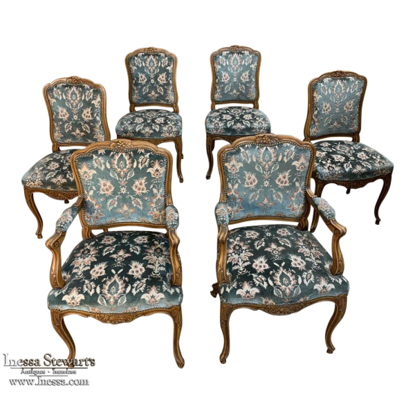 Set Of 6 Antique Louis Xv Dining Chairs, Louis Xv Chair Antique