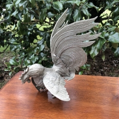 Pair Antique Cast Brass Rooster Bookends