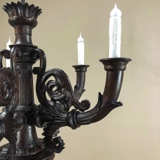 Chandelier, Antique French Louis XIV Hand Carved Wood