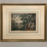 Framed Engraving, Antique French, Hand-Colored ~ 'Springtime'