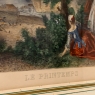 Framed Engraving, Antique French, Hand-Colored ~ 'Springtime'