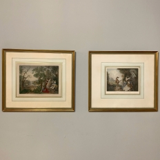 Framed Engraving, Antique French, Hand-Colored ~ 'Springtime'