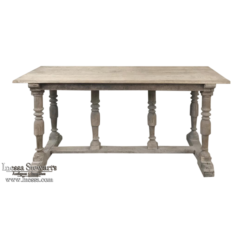 Antique Rustic Country French Whitewashed Sofa Table