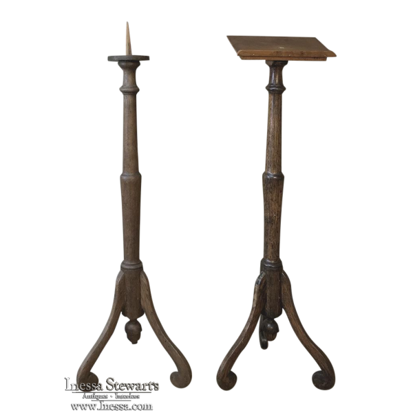 18th Century Country French Lectern and Candlestick Set