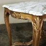 19th Century French Louis XV Marble Top Giltwood Table