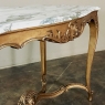 19th Century French Louis XV Marble Top Giltwood Table