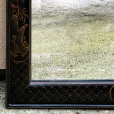 Antique French Chinoiserie Hand-Painted Beveled Mirror