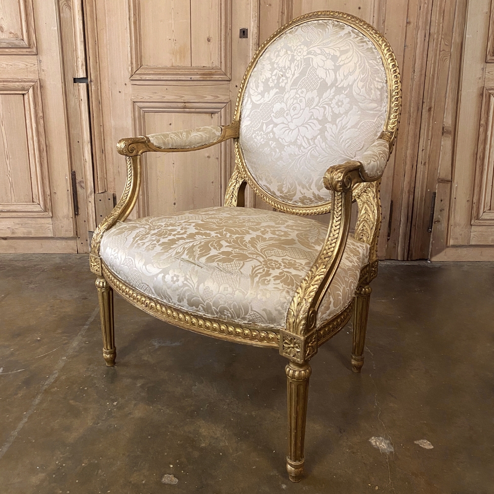 French louis xvi gilt arm chair