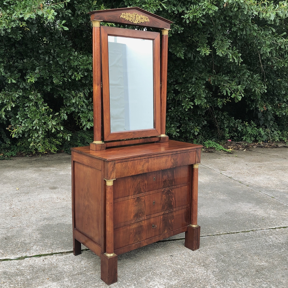 19th Century French Empire Mahogany Dresser with Mirror