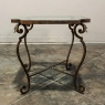 Wrought Iron and Frosted Glass End Table