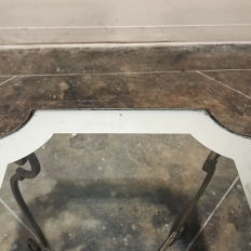 Wrought Iron and Frosted Glass End Table