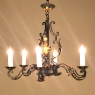 Antique Country French Painted Wrought Iron Chandelier