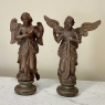 Pair 18th Century French Hand Carved Wood Angels