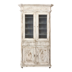 19th Century French Neoclassical Grand Painted Bookcase