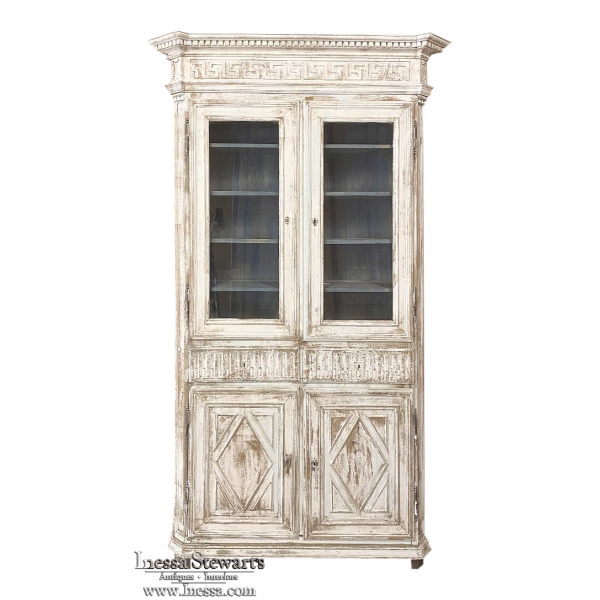 19th Century French Louis XVI Neoclassical Grand Painted Bookcase
