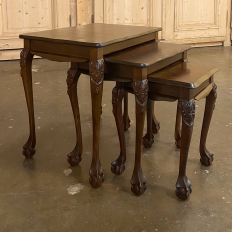 Set of 3 Mid Century Chippendale Nesting Tables