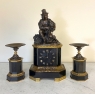 Mid-19th Century Bronze & Slate Mantel Clock Set by Feuchere