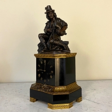 Mid-19th Century Bronze & Slate Mantel Clock Set by Feuchere