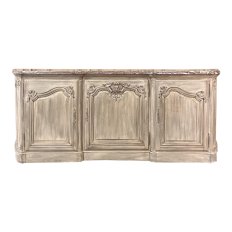 Antique French Louis XIV Whitewashed Marble Top Buffet ~ Credenza