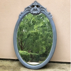 19th Century French Louis XVI Oval Painted Mirror
