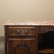 19th Century French Louis XV Walnut Marble Top Buffet