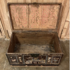 19th Century Indian Hand-Painted Trunk