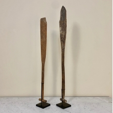 Pair 19th Century Canoe Paddles on Display Stands