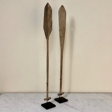 Pair 19th Century Canoe Paddles on Display Stands