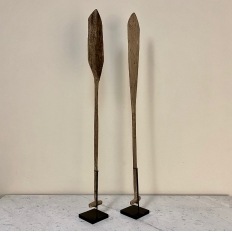 Pair 19th Century Canoe Paddles on Display Stands