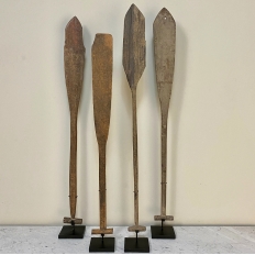 Pair 19th Century Canoe Paddles on Display Stands