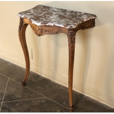 19th Century French Louis XV Walnut Marble Top Console
