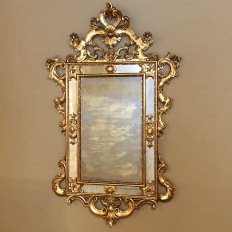 Antique Italian Baroque Carved Giltwood Mirror
