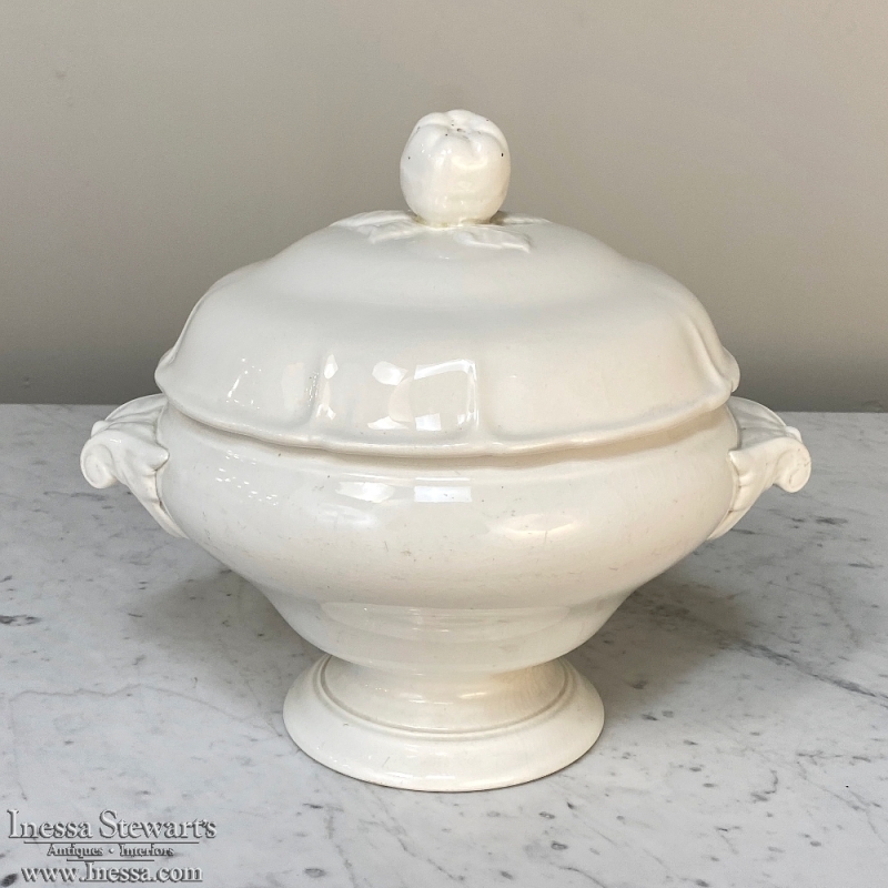 White Ironstone Soup Tureen and Ladle by Maestricht of Holland