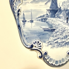 19th Century Hand-Painted Delft Blue & White Wall Plaque