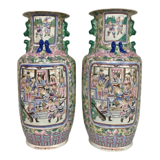 Pair Grand Antique Chinese Export Vases