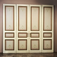 Set of Four 19th Century Art Nouveau Period Hand Painted French Doors