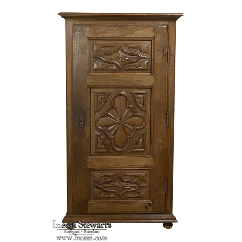 Antique Rustic Italian Piemontese Corner Cabinet