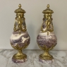 Pair 19th Century French Louis XVI Marble & Bronze D'Or Cassolettes