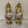 Pair 19th Century French Louis XVI Marble & Bronze D'Or Cassolettes