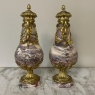 Pair 19th Century French Louis XVI Marble & Bronze D'Or Cassolettes